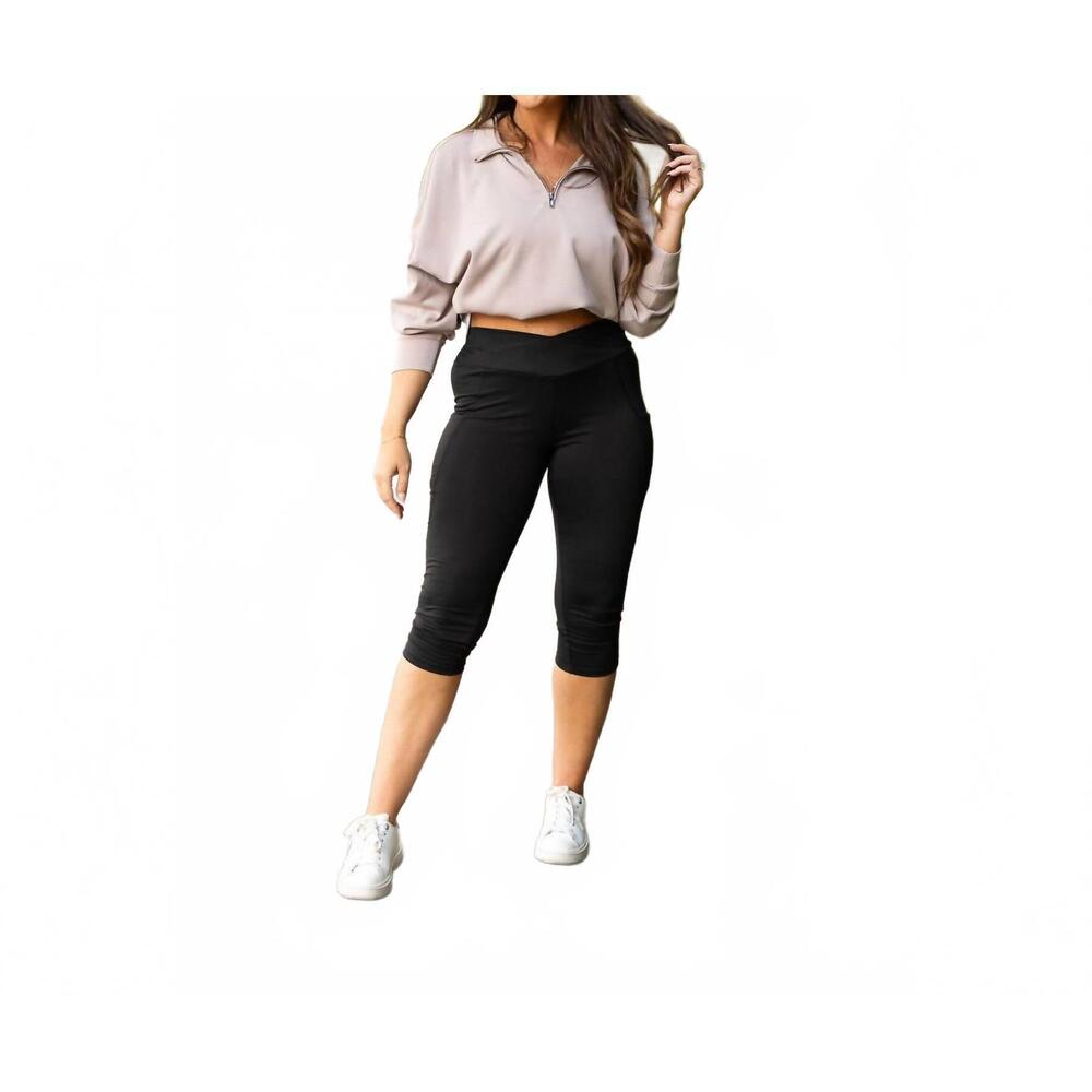 NEW JULIA ROSE women's the lillian sculpting crossover capri in black